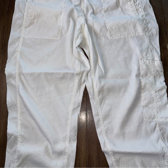 Eileen Fisher Organic Linen Cargo Jogger Pant XL White Ankle Cargo Pull on - Picture 6 of 11